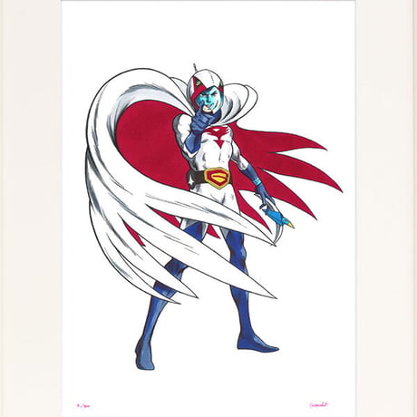 タツノコプロ監修 「科学忍者隊ガッチャマン ! 」 ジークレー版画 額入り 複製画 1972年TV放映 昭和のテレビアニメ 吉田すずか レトロ 大鷲の健 【半切】【C6306】