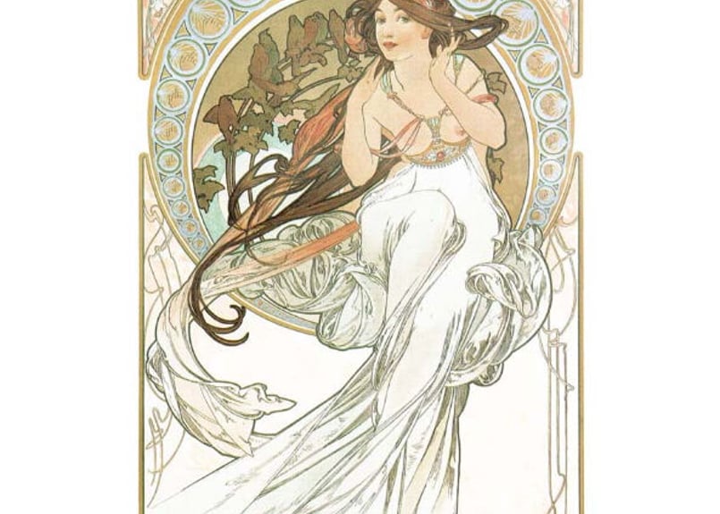 アルフォンス・ミュシャ『芸術:音楽』F8号 高精細巧芸画 新品 絵画