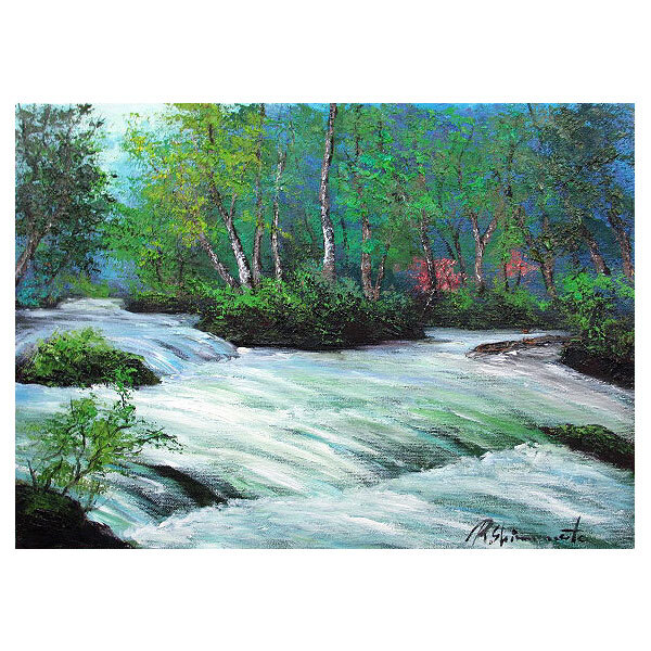 油彩画 「奥入瀬渓流 」 原画 F8 油絵の人気通販 | minne 国内最大