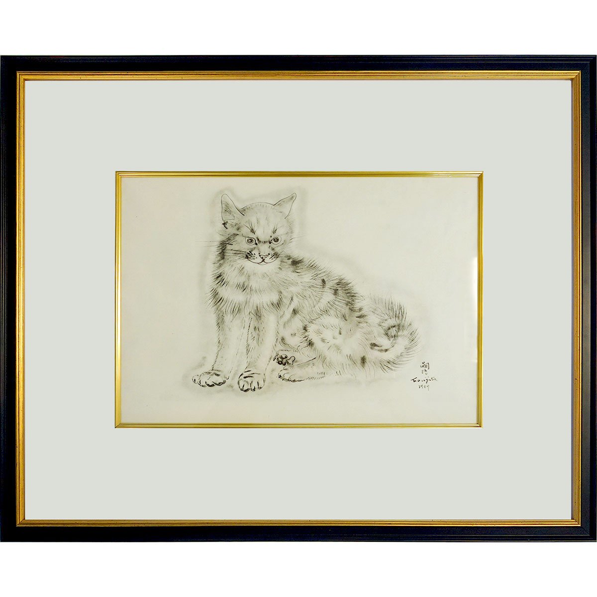 版画 藤田嗣治 「アラシェル（1930年発行・猫の本より）」 コロタイプ