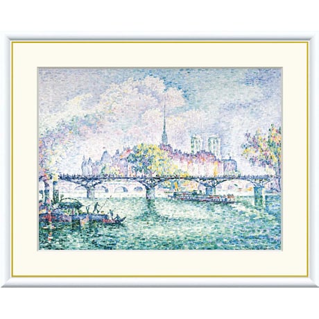 シニャック 「ポンデザール」 額入り 複製画 高精彩工芸画  額装画 レプリカ 風景画 ポスト印象派 点描画 J1-135 【納期：約1週間】