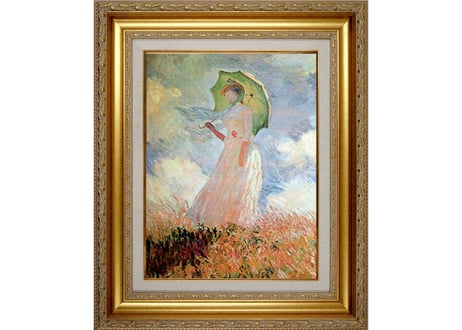 475 モネ「日傘をさす女性」 額付き 複製画 ジェル加工 世界の名画 洋画