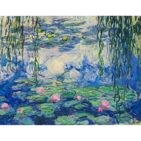 ＊ クロード・モネ 「睡蓮（睡蓮のとき）」 F6号　額入り　複製画　名画額縁　風景画　ジクレー　透明ジェル加工　透明アクリル　印象派 【世界の名画】