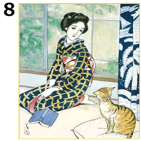【色紙】 竹久夢二 全7種 特色工芸色画 複製画 日本画 名画 レプリカ 美人画 大正ロマン 女十題 長崎十二景 ゆうパケット発送【納期：在庫あり】