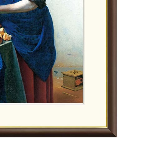 ★ フェルメール 「牛乳を注ぐ女」 額入り 複製画 高精彩工芸画 額絵 額装画  名画 レプリカ 透明アクリル ミルクを注ぐ 女性 バロック期 J1-002【納期：約1週間】