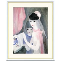 マリー・ローランサン 「二人の少女」 額入り 複製画 高精彩工芸画 額装画 レプリカ エコールドパリ 美人画 J1-177 【納期：約1週間】