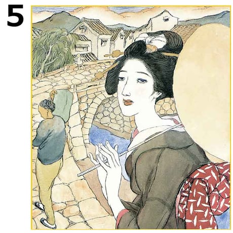 【色紙】 竹久夢二 全7種 特色工芸色画 複製画 日本画 名画 レプリカ 美人画 大正ロマン 女十題 長崎十二景 ゆうパケット発送【納期：在庫あり】