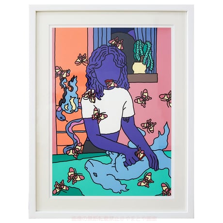 版画　オートモアイ 「Untitled」 シルクスクリーン　額付き　2022年　OIL by 美術手帖 ARTWORKS　モダンアート　現代美術　人物画　Auto Moai　真作保証