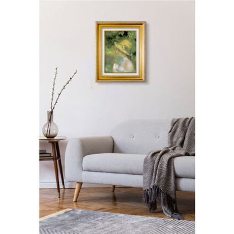 ＊ ルノワール 「麦わら帽子を被った若い娘」 F6号　額入り　複製画　名画額縁　人物画　ジクレー　透明ジェル加工　透明アクリル  麦わら帽子の少女 【世界の名画】