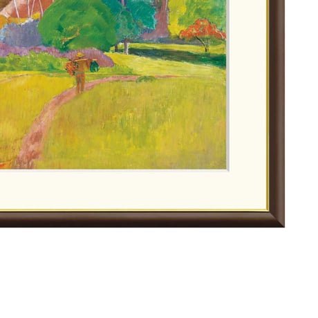 ゴーギャン 「タヒチの山」 額入り 複製画 高精彩工芸画  額装画 レプリカ ポスト印象派 J1-146 【納期：約1週間】