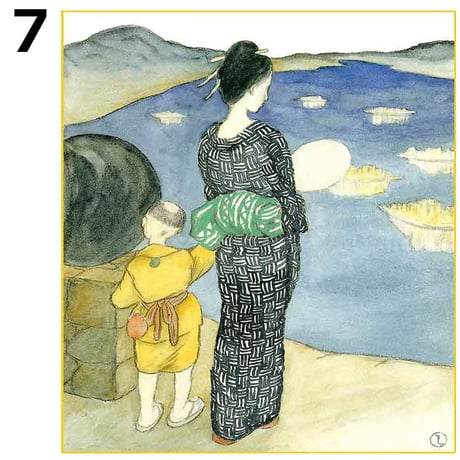 【色紙】 竹久夢二 全7種 特色工芸色画 複製画 日本画 名画 レプリカ 美人画 大正ロマン 女十題 長崎十二景 ゆうパケット発送【納期：在庫あり】