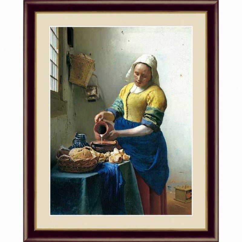フェルメール 「牛乳を注ぐ女」 F6号（額外寸52x42cm） 高精彩工芸画 