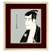 【色紙額】 東洲斎写楽「志賀大七」 額入り 三代目市川高麗蔵 複製色紙 錦絵 木版画  特殊工芸画 江戸の浮世絵 歌舞伎役者 似顔絵 レプリカ K3-022
