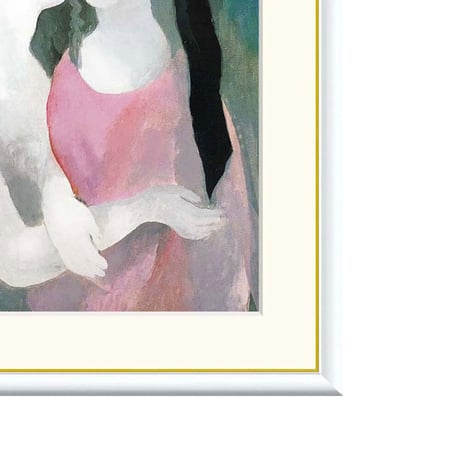 マリー・ローランサン 「ザ・キス」 額入り 複製画 高精彩工芸画 額絵 額装画 レプリカ エコールドパリ 美人画 J1-171 【納期：約1週間】