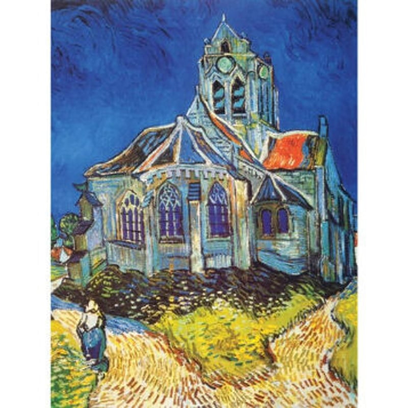 世界の名画】 ゴッホ 『オーヴェールの教会』 F6号 複製画 額入り 透明  