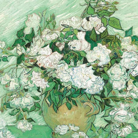 ★ ゴッホ 「薔薇」 額入り 複製画 高精彩工芸画 額絵 額装画 名画 レプリカ 透明アクリル ポスト印象派 サン=レミ時代 静物画  J1-069 【納期：約1週間】