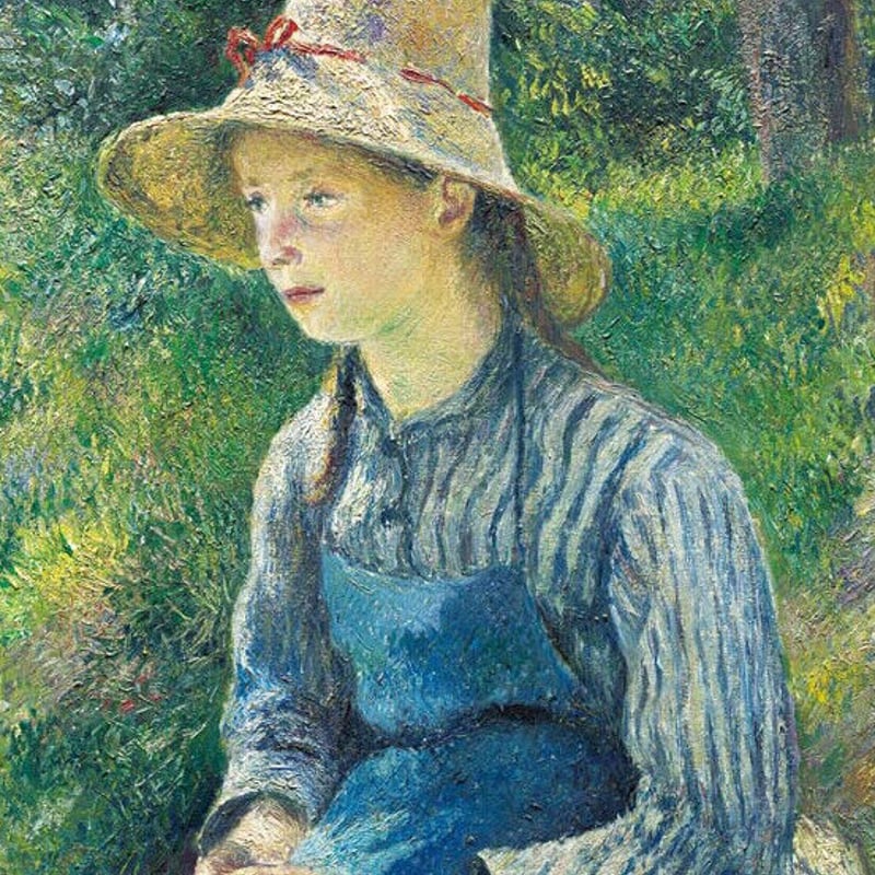 ピサロ「帽子を被った農家の若い娘」美術工芸版画 世界の名画 おうち 