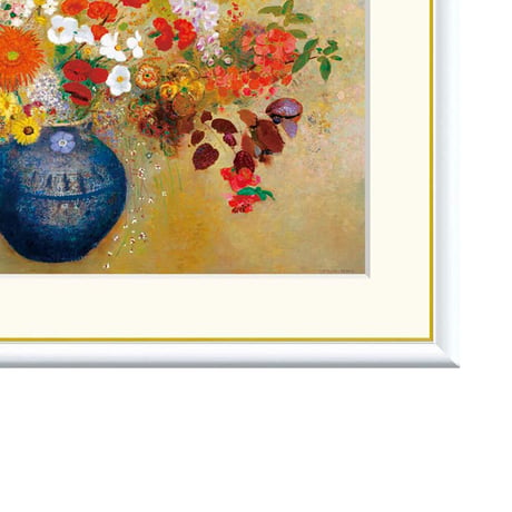 オディロン・ルドン 「花」額入り 複製画 高精彩工芸画  額装画 レプリカ 象徴主義 静物画 花瓶 シュールレアリスム J1-155 【納期：約1週間】