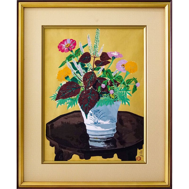 小倉遊亀 「紫蘇花」 木版画