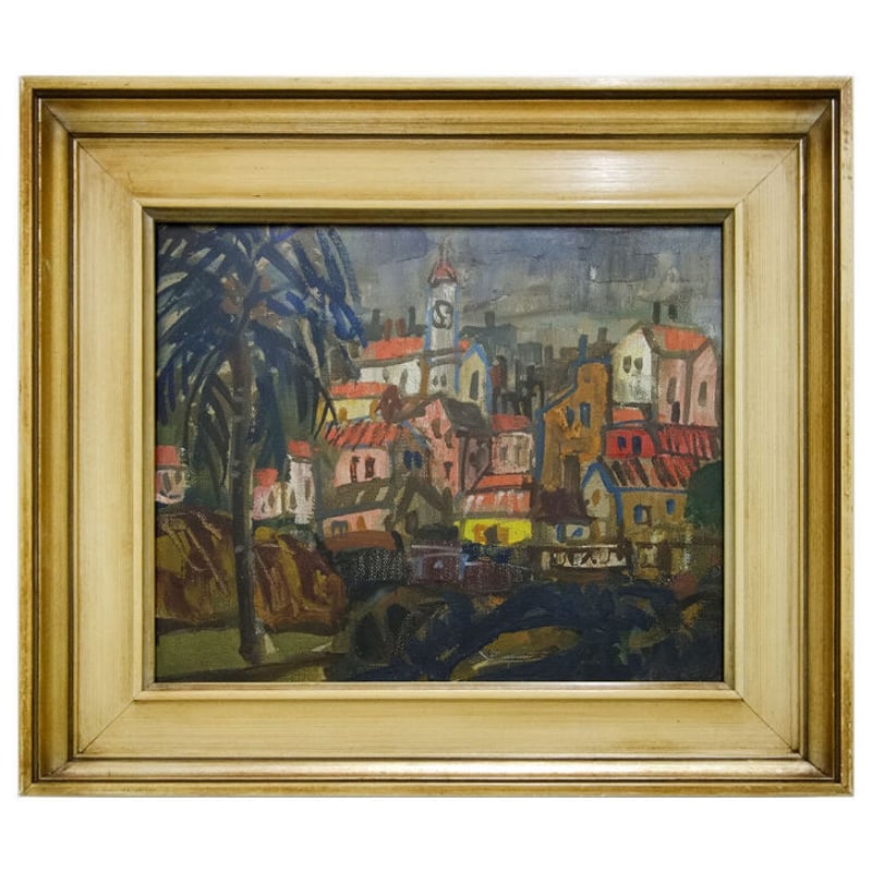 絵画がんどうあつし過去の実験作品90年代風景（セーヌの岸辺）F3号 