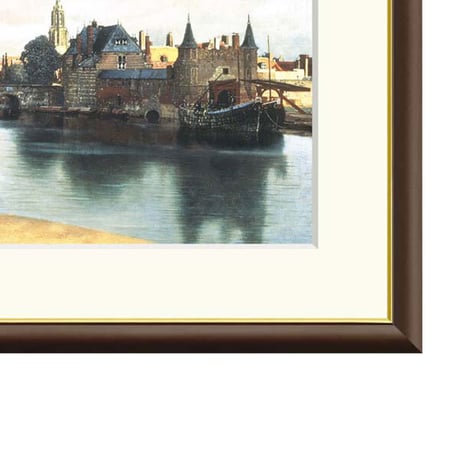 ★ フェルメール 「デルフトの眺望」 額入り 複製画 高精彩工芸画 額絵 額装画  名画 レプリカ 透明アクリル 風景画 デルフト眺望 バロック期 J1-005【納期：約1週間】
