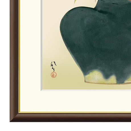 ● 川端龍子 「桃」 額入り 複製画 高精彩工芸画 額装画 日本画 名画 レプリカ 静物画 くだもの J2-060