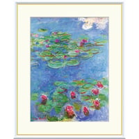 ★ モネ 「睡蓮 （リージョンオブオナー美術館）」 額入り 複製画 高精彩工芸画 額絵 額装画 名画 レプリカ 透明アクリル 印象派 J1-227 【納期：約1週間】