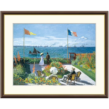 ★ モネ 「サン・タドレスのテラス」 額入り 複製画 高精彩工芸画 額絵 額装画  名画 レプリカ 透明アクリル 印象派 風景画 J1-023【納期：約1週間】