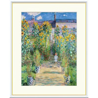 ★ モネ 「ヴェトゥイユのモネの庭」 額入り 複製画 高精彩工芸画 額絵 額装画 名画 レプリカ 透明アクリル 印象派 J1-230 【納期：約1週間】