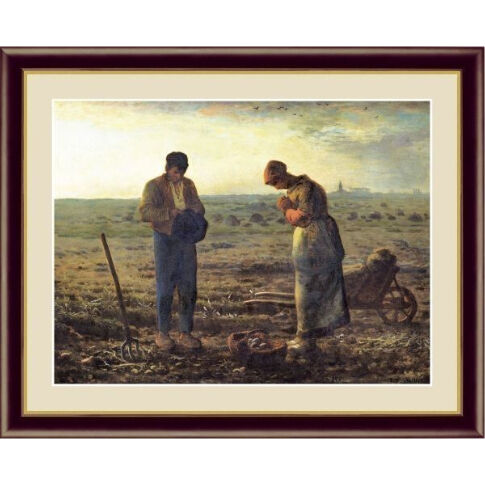 美品】ジャン=フランソワ・ミレー晩鐘絵画複製画ジェル加工高級額装