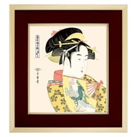 【色紙額】 喜多川歌麿「道成寺」 額入り 美人画 複製色紙 特殊工芸画 江戸の浮世絵 錦絵 木版画  大首絵 模写 レプリカ K3-033