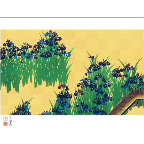● 尾形光琳 「八ツ橋屏風図」額入り 複製画 高精彩工芸画 額装画 日本画 名画 レプリカ 琳派 京都 雁金屋 メトロポリタン美術館（アメリカ）所蔵 J2-142 【納期：約1週間】