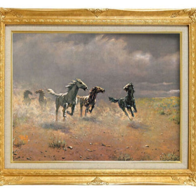 世界の名画 オーガスト・アルボー 広野の群馬 複製画 額装 アート 印刷 世界の名画 オーガスト・アルボー 広野の群馬 複製画 額装 アート 印刷