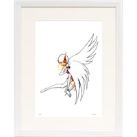 タツノコプロ監修 「ガッチャマン3 号 白鳥のジュン 美ポーズ 」 ジークレー版画 額入り 複製画 1972年TV放映 昭和のテレビアニメ 吉田すずか レトロ 科学忍者隊 【半切】【C6348】