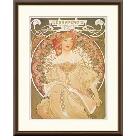 ミュシャ 「夢想」 額入り 複製画 高精彩工芸画 額絵 額装画 アート レプリカ 透明アクリル アールヌーボー 美人画 肖像画 Mucha J1-102 【納期：約1週間】
