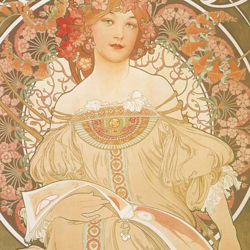 ミュシャ 「夢想」 額入り 複製画 高精彩工芸画 額絵 額装画 アート