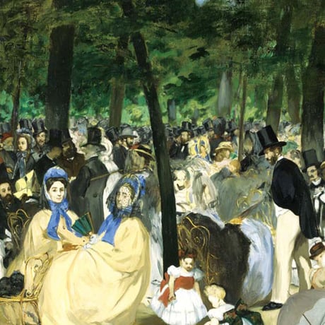 マネ 「チュイルリー公園の音楽会」 額入り 複製画 高精彩工芸画  額装画 レプリカ 印象派 風景画 J1-048 【納期：約1週間】