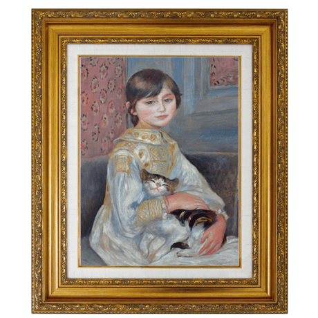 ＊ ルノワール 「ジュリー・マネの肖像、あるいは猫を抱く子ども」 F6号　額入り　複製画　名画額縁　人物画　ジクレー　透明ジェル加工　透明アクリル　印象派 【世界の名画】