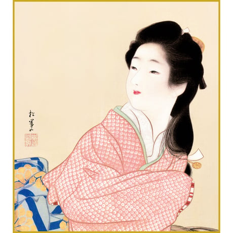 【色紙額】 上村松園「娘深雪」額入り 日本画の名作 高精彩工芸画 複製画 人物 美人画 レプリカ 絵画 美術品 アート K10-010