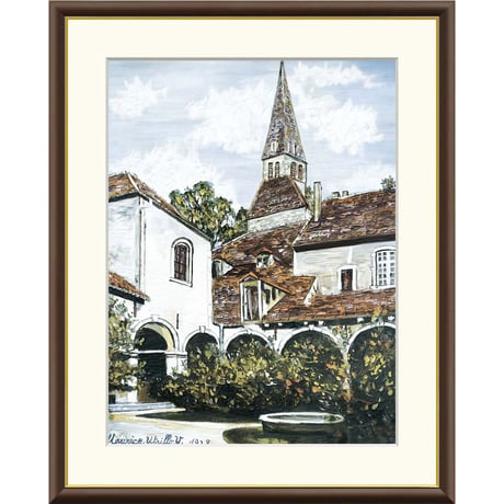 ユトリロ 「クレミューの回廊」 額入り 複製画 高精彩工芸画  額装画 レプリカ エコールドパリ 風景画 J1-128 【納期：約1週間】