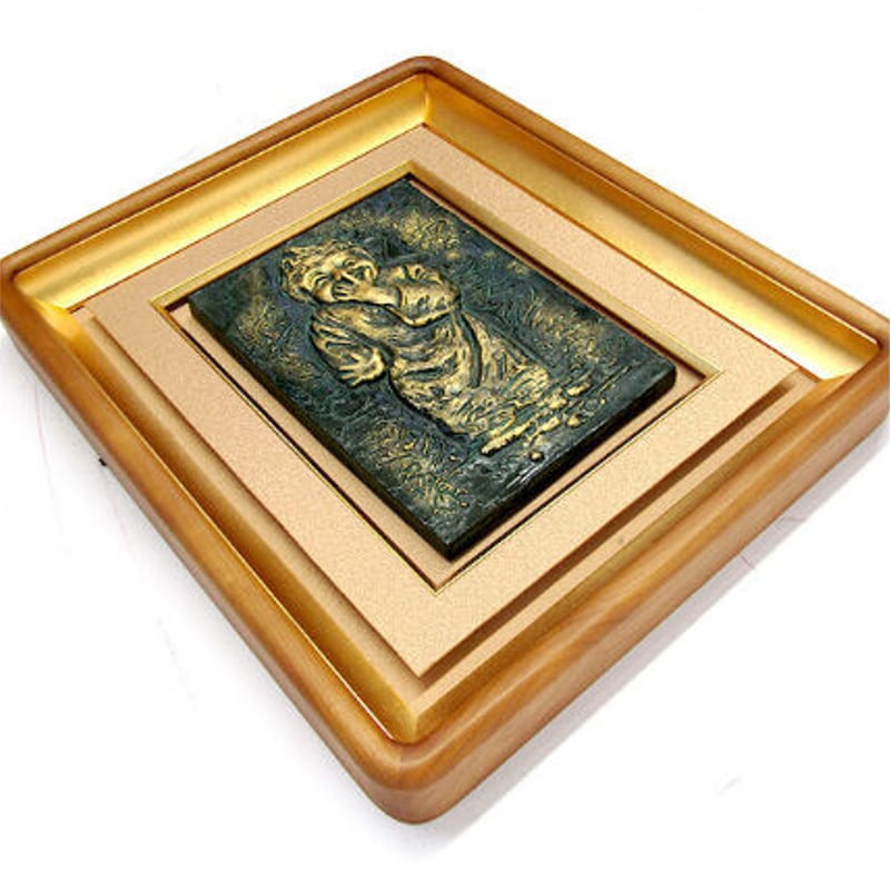 人間国宝．昭和の巨匠.北村西望.今日わ．ブロンズ額.色紙等付き．8