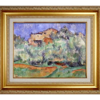 ＊ セザンヌ 「ベルヴュの館と鳩小屋」 F6号　額入り　複製画　静物画　ジクレー　透明ジェル加工　透明アクリル　後期印象派 【世界の名画】