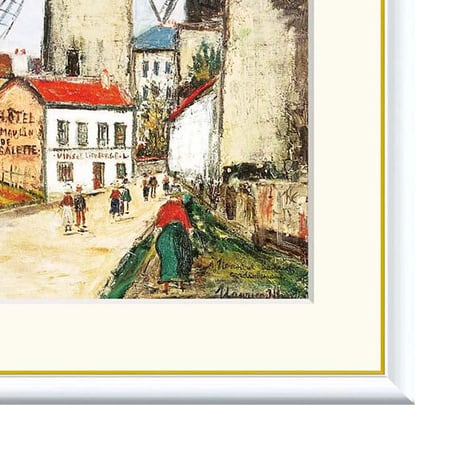 ユトリロ 「モンマルトルの風車」 額入り 複製画 高精彩工芸画  額装画 レプリカ エコールドパリ 風景画 J1-127 【納期：約1週間】