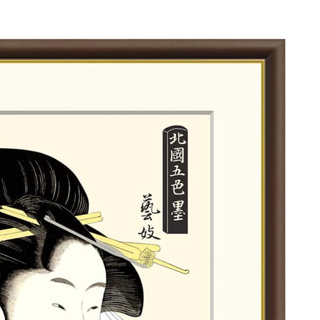 ● 喜多川歌麿 「芸妓」額入り 複製画 高精彩工芸画 額装画 浮世絵 大首絵 名画 レプリカ 人物 美人画 錦絵 木版 北国五色墨 J5-G006 【納期：1週間】