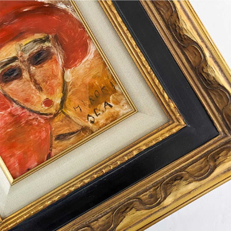 織田広喜「少女」パステル画額装直筆サイン日本芸術院会員