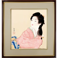 【色紙額】 上村松園「娘深雪」額入り 日本画の名作 高精彩工芸画 複製画 人物 美人画 レプリカ 絵画 美術品 アート K10-010