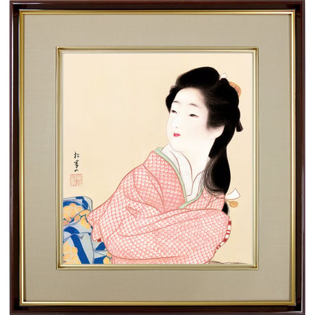 【色紙額】 上村松園「娘深雪」額入り 日本画の名作 高精彩工芸画 複製画 人物 美人画 レプリカ 絵画 美術品 アート K10-010