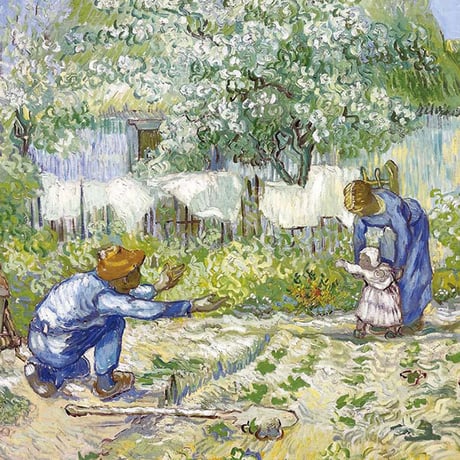 ★ ゴッホ 「初歩き」 額入り 複製画 高精彩工芸画 額絵 額装画 名画 レプリカ 透明アクリル ポスト印象派 メトロポリタン美術館所蔵  J1-238 【納期：約1週間】