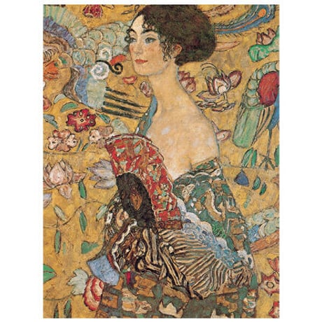 ＊ グスタフ・クリムト 「扇子を持つ女性」 F6号　額入り　複製画　人物画　ジクレー　透明ジェル加工　透明アクリル　ウィーン分離派 【世界の名画】