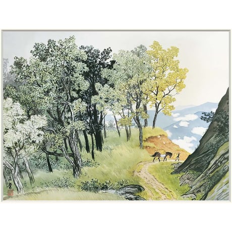 ● 川合玉堂 「山雨一過」 額入り 複製画 高精彩工芸画 額装画 日本画 名画 レプリカ 風景画 山水図 山種美術館（東京）所蔵 J2-016 【納期：約1週間】